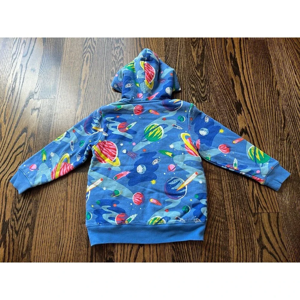 Mini Boden Kids' Shaggy Lined Print Hoodie in Space (5-6Y)